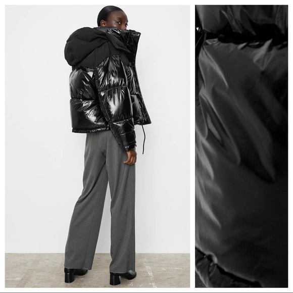 NWT. Zara Black Water Repellent Padded Jacket. Size S. - Picture 4 of 13